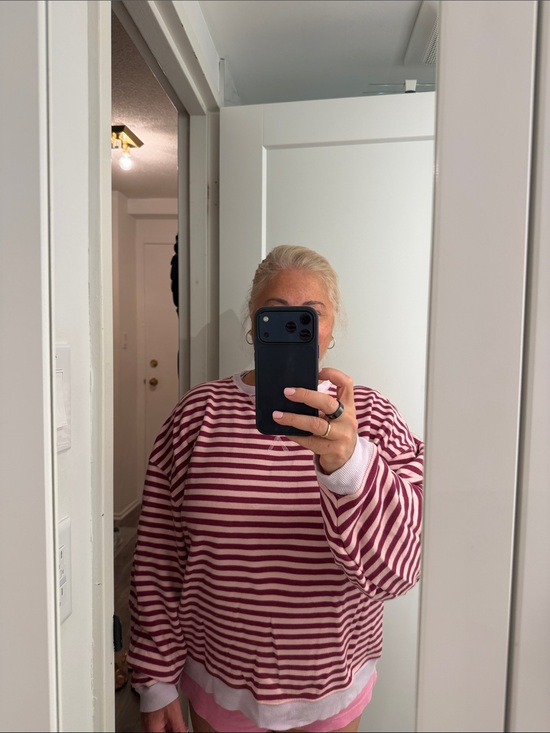 Free People Sweaters - Free People Striped Crewneck Sweatshirt in Burgundy and tan.